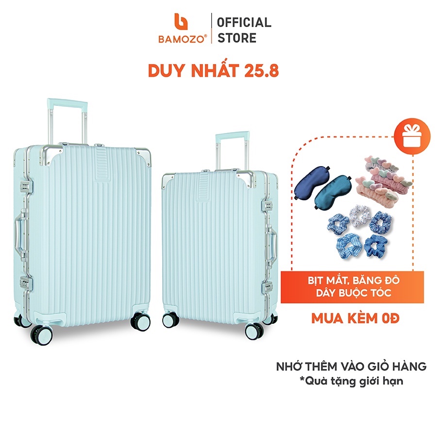 Combo Vali Bamozo Khung Nhôm 9066 Size 20 Và Size 24 Bảo Hành 5 Năm