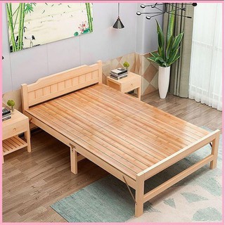 Giường gỗ thông gấp gọn 60x195cm tặng nệm gối - Giường xếp gỗ thông
