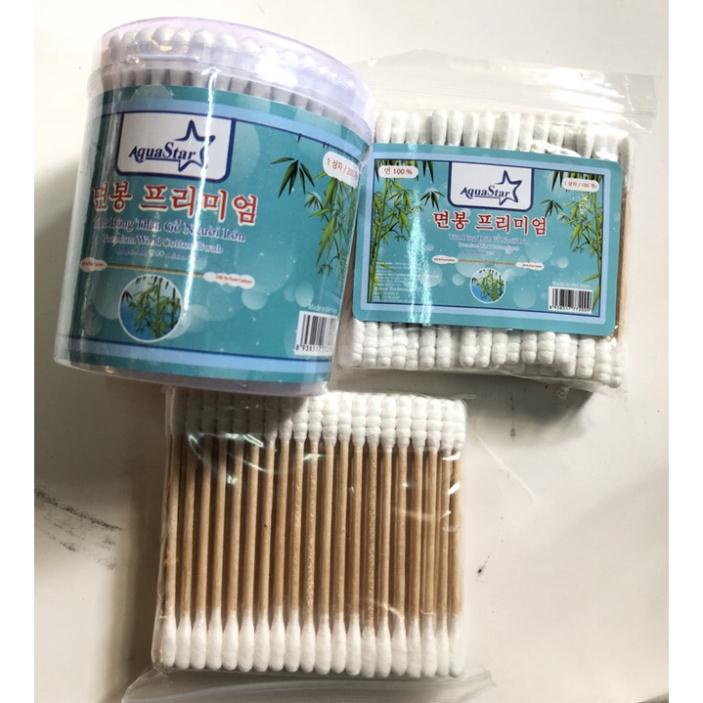 200 tâm bông thân gỗ Aquastar bông gòn nguyên chất loại xịn tâm bông ngoáy tai bông gòn ráy tai