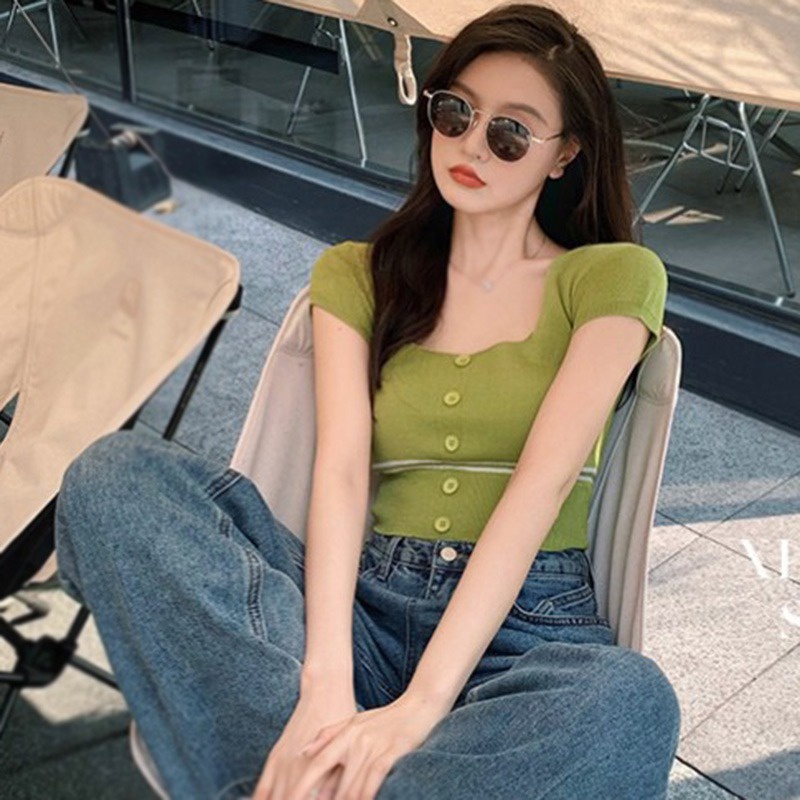 Áo Thun Tay Ngắn Họa Tiết Sọc Ngang Thời Trang Dành Cho Nữ