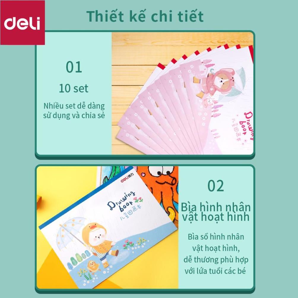 Vở vẽ học sinh A4 Deli 20 trang - Màu Hồng/Xanh - 1 quyển - 73382 [Deli]