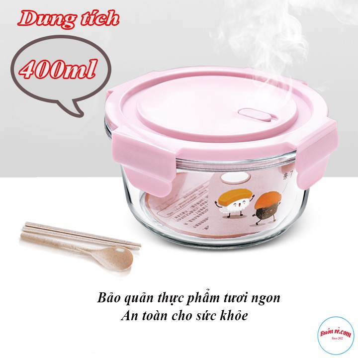 Hộp cơm thủy tinh tròn 400ml đựng thưc phẩm cao cấp có nắp hút chân không – Buôn rẻ.com 00996