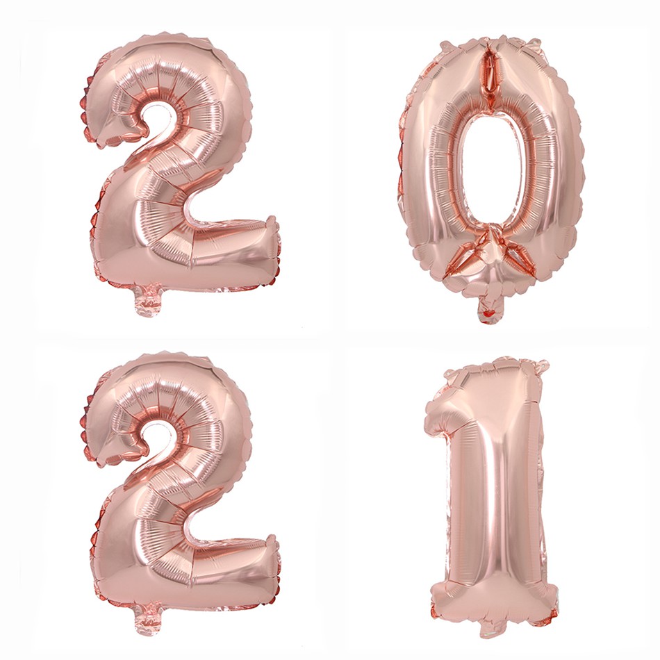 Bong Bóng Hình Số 0-9 32 inch Màu Vàng Hồng