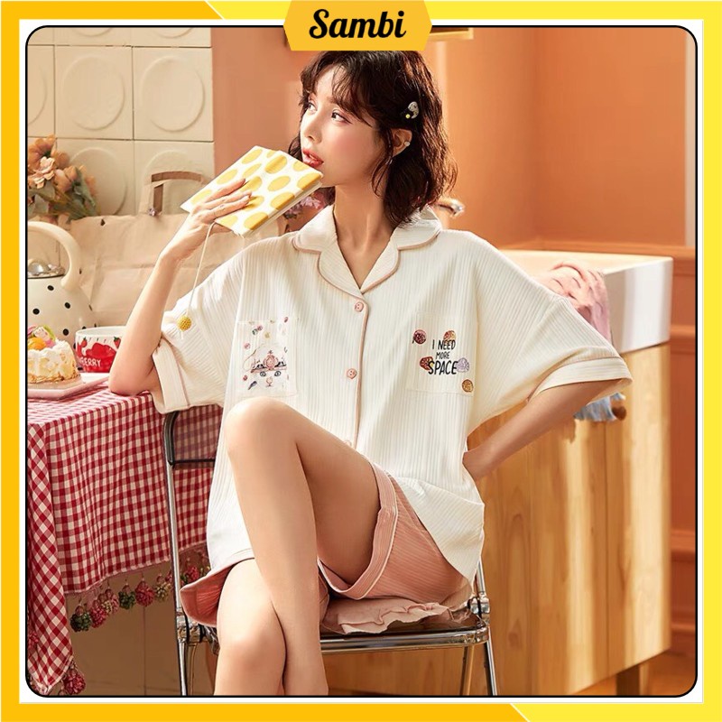 Đồ bộ Pijama nữ áo cộc tay quần đùi chất cotton cao cấp mới nhất mùa hè | BigBuy360 - bigbuy360.vn