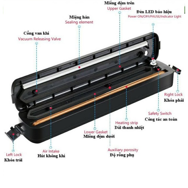 Máy hút chân không Vacuum Sealer hàn miệng túi bảo quản thực phẩm Vacuum Sealer