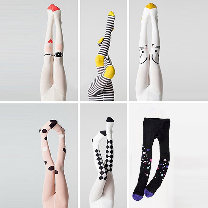 Quần Tất Hoạ Tiết Hoạt Hình Chất Liệu Co Giãn Cho Bé Gái