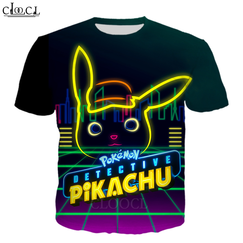 CLOOCL Movie Pokémon Detective Pikachu 3D Print Men Street Style T-Shirts