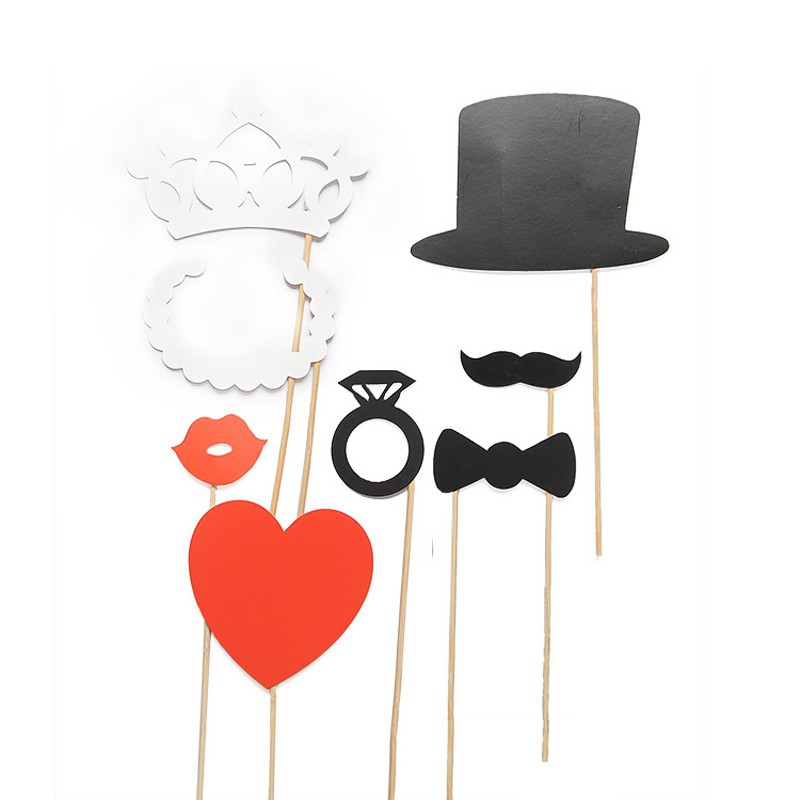 Set 8 nón giấy hình môi và trái tim trang trí tiệc cưới