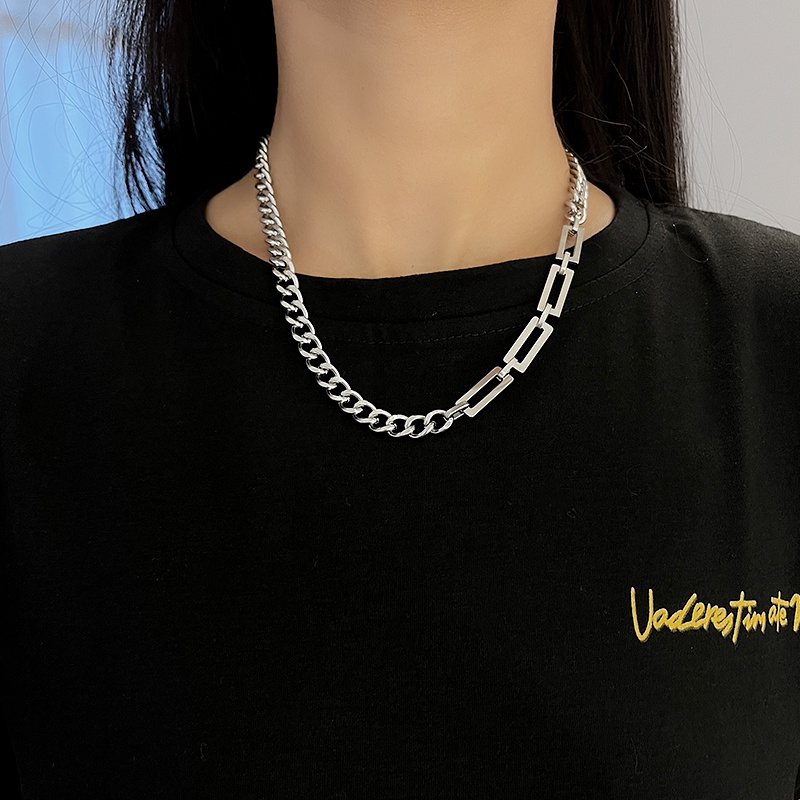 Vòng cổ Ngắn Bằng Thép Titan Phong Cách hip hop Đơn Giản