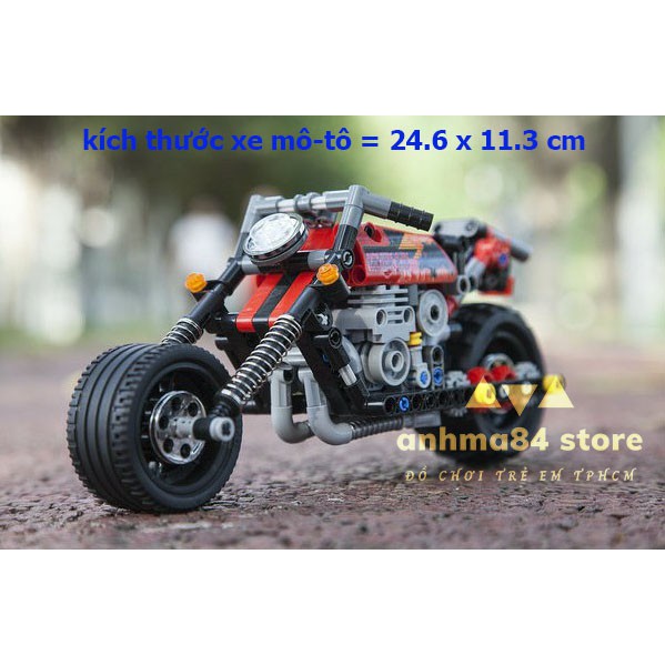 Đồ chơi LEGO xếp hình Siêu Xe Môtô xịn sò - Mô hình LEGO xe moto bánh cao su, chạy trớn - 262 miếng - anhma84 store