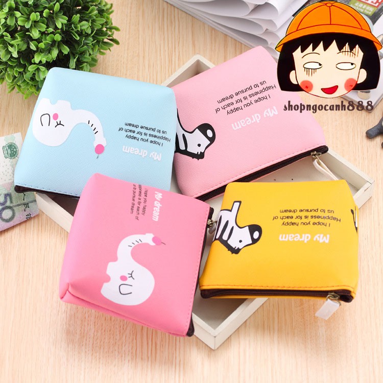 Ví Đựng Tai Nghe, Cáp Sạc, Tiền Lẻ Chất Da Xịn Chống Xước Cực Xinh ^^