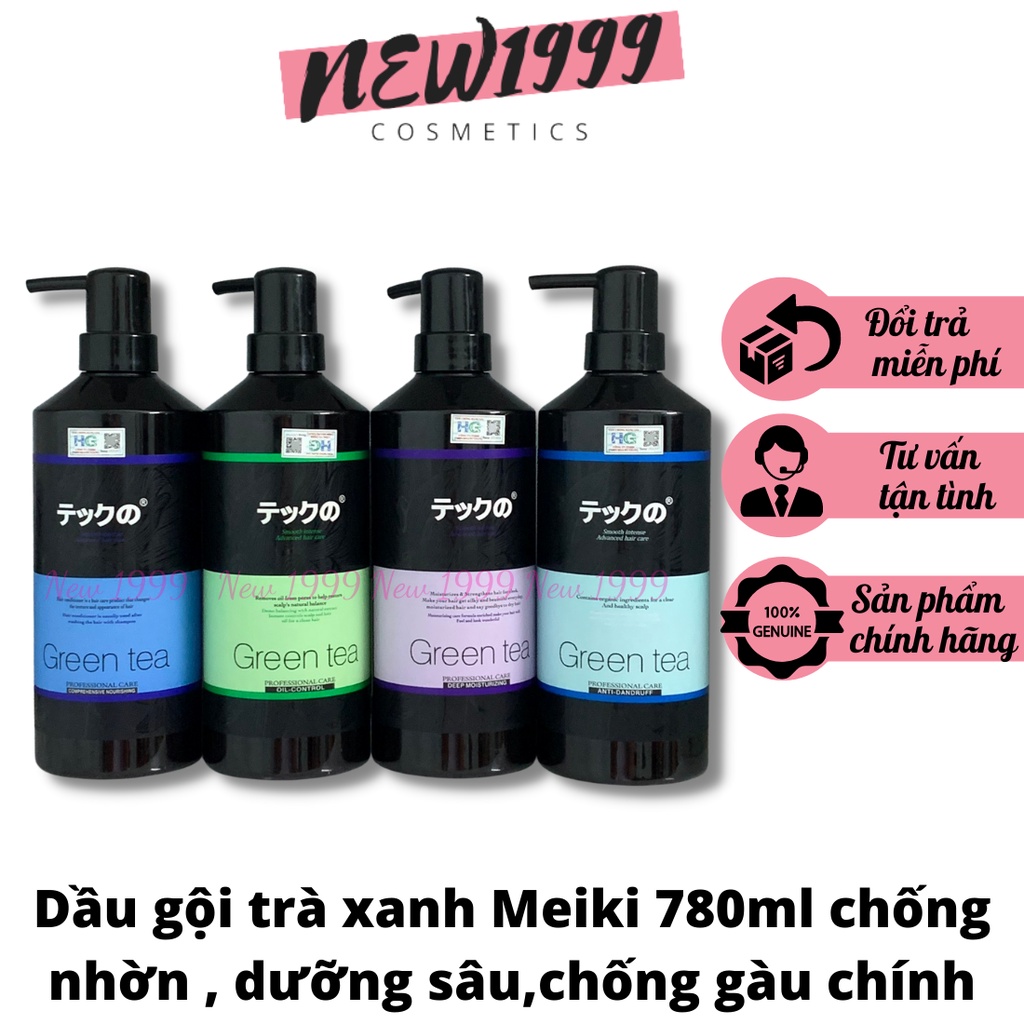 Cặp dầu gội xả trà xanh MEIKI 780mnl kiềm dầu cho da đầu và cân bằng độ ẩm phục hồi hư tổn cho mái tóc