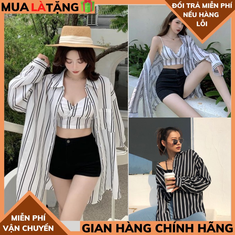 Áo sơ mi kẻ kèm áo trong 🍀sét áo kẻ ,áo sơ mi nữ unisex ,áo 2 dây nữ ulzzang chất thun gân ,áo dài tay kẻ XƯỞNG MAY TC2