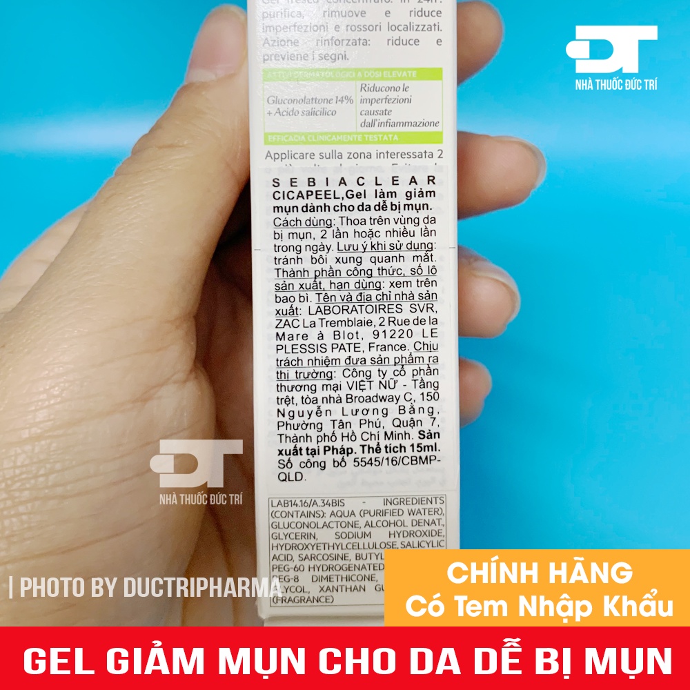 [CHÍNH HÃNG] Gel làm giảm mụn cho da dễ bị mụn - SVR SEBIACLEAR CICAPEEL 15ML