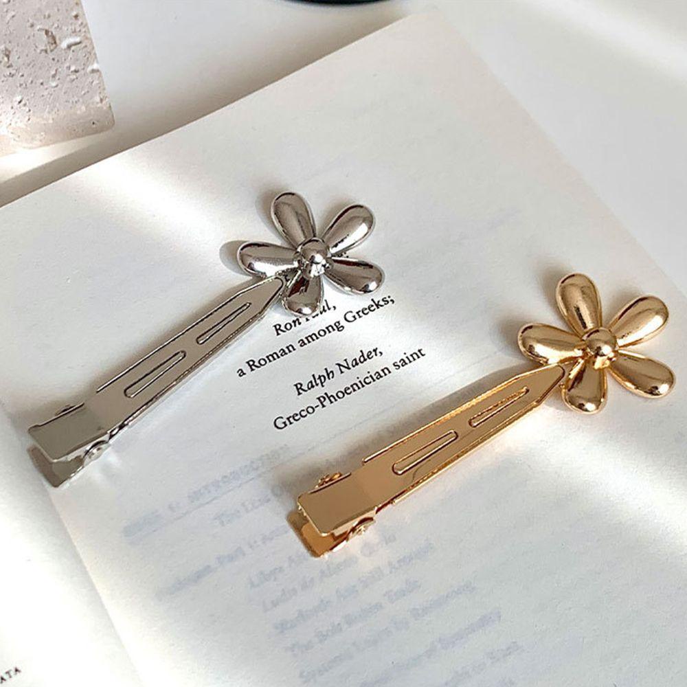 Kẹp Tóc Mỏ Vịt Bằng Kim Loại Hình Hoa WMES15H Phong Cách Hàn Quốc