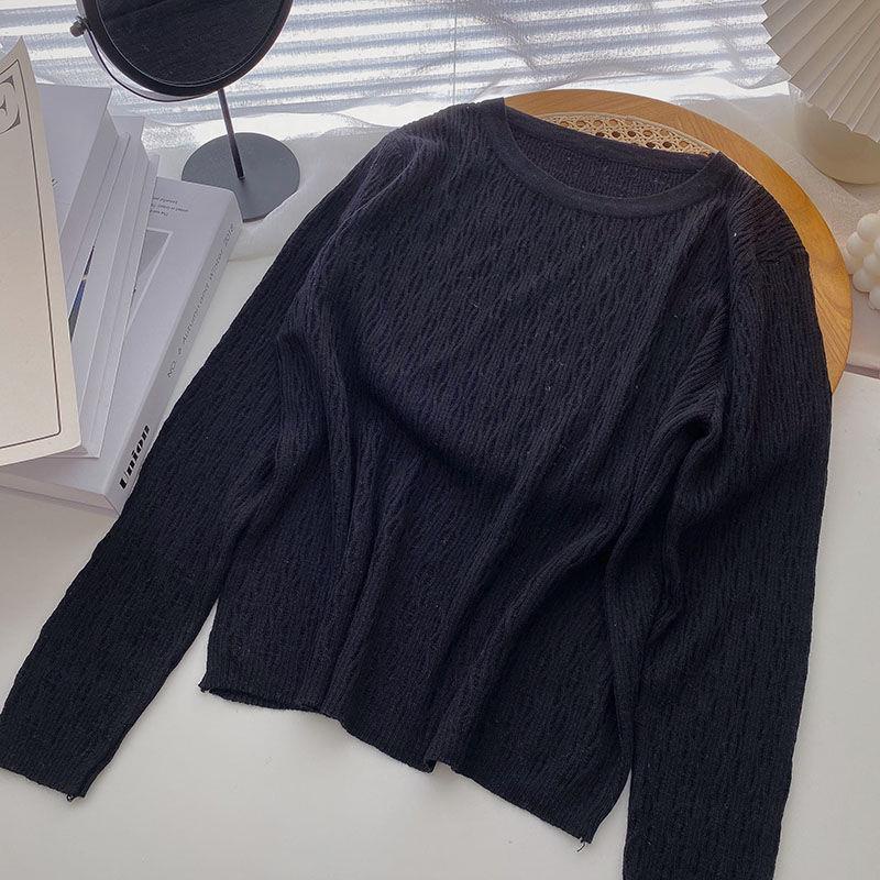 Áo Dệt Kim Tay Dài Dáng Rộng Màu Trơn Phong Cách Hàn Quốc Thời Trang Mùa Thu Dành Cho Nữ 2022