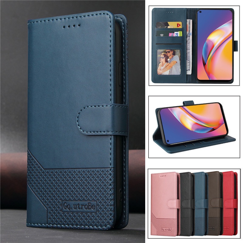 Mới Bao Da Điện Thoại Nắp Gập Dạng Ví Cho Oppo A15 A52 A53 A72 A74 A92 A93 A94 4g Find X3 Pro Reno 5f Realme 8 C21 A15S A53S Ốp