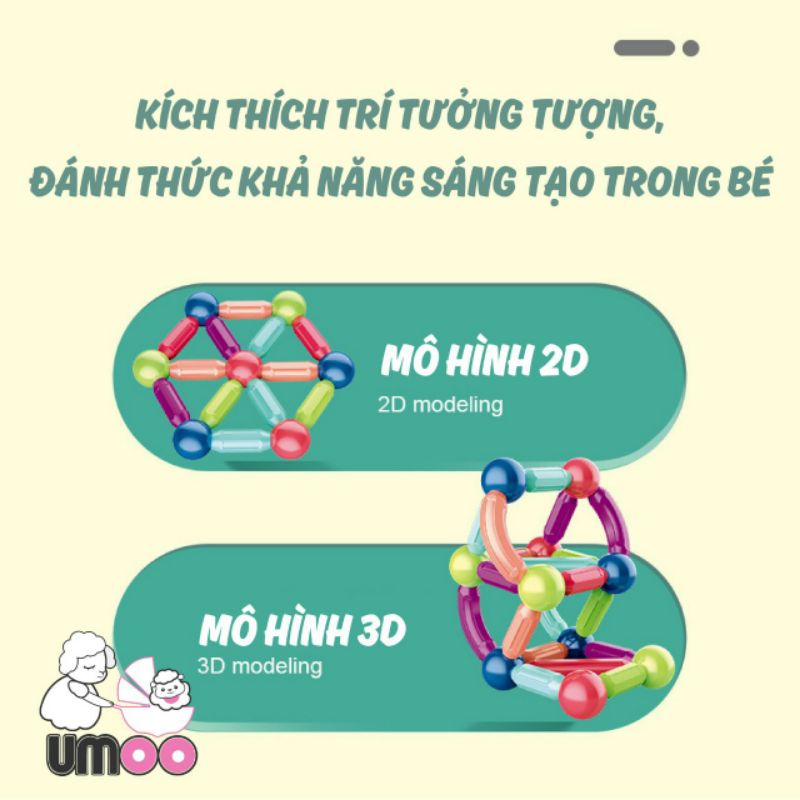 Bộ nam châm que hãng Umoo hàng chuẩn chất lượng cao