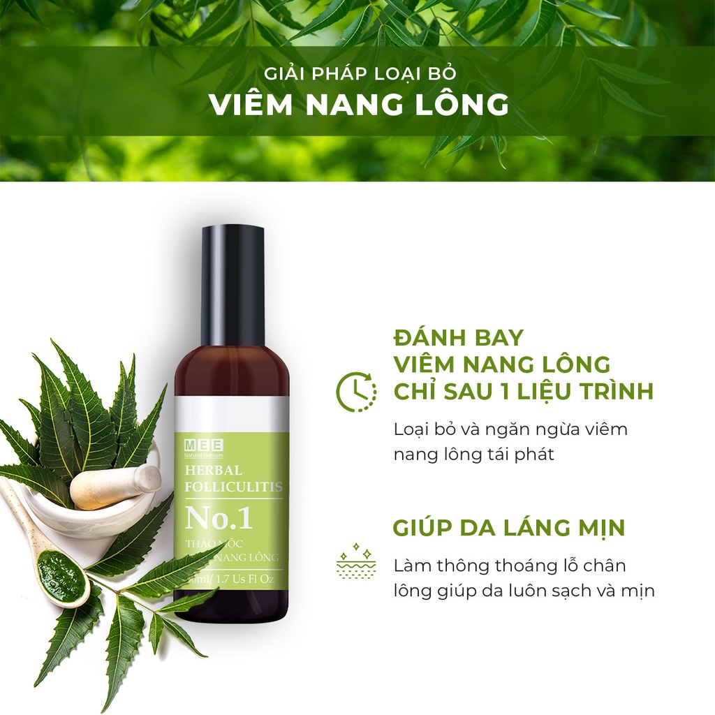 Xịt viêm nang lông, viêm lỗ chân lông - Thảo mộc thiên nhiên MEE NATURAL 50ml