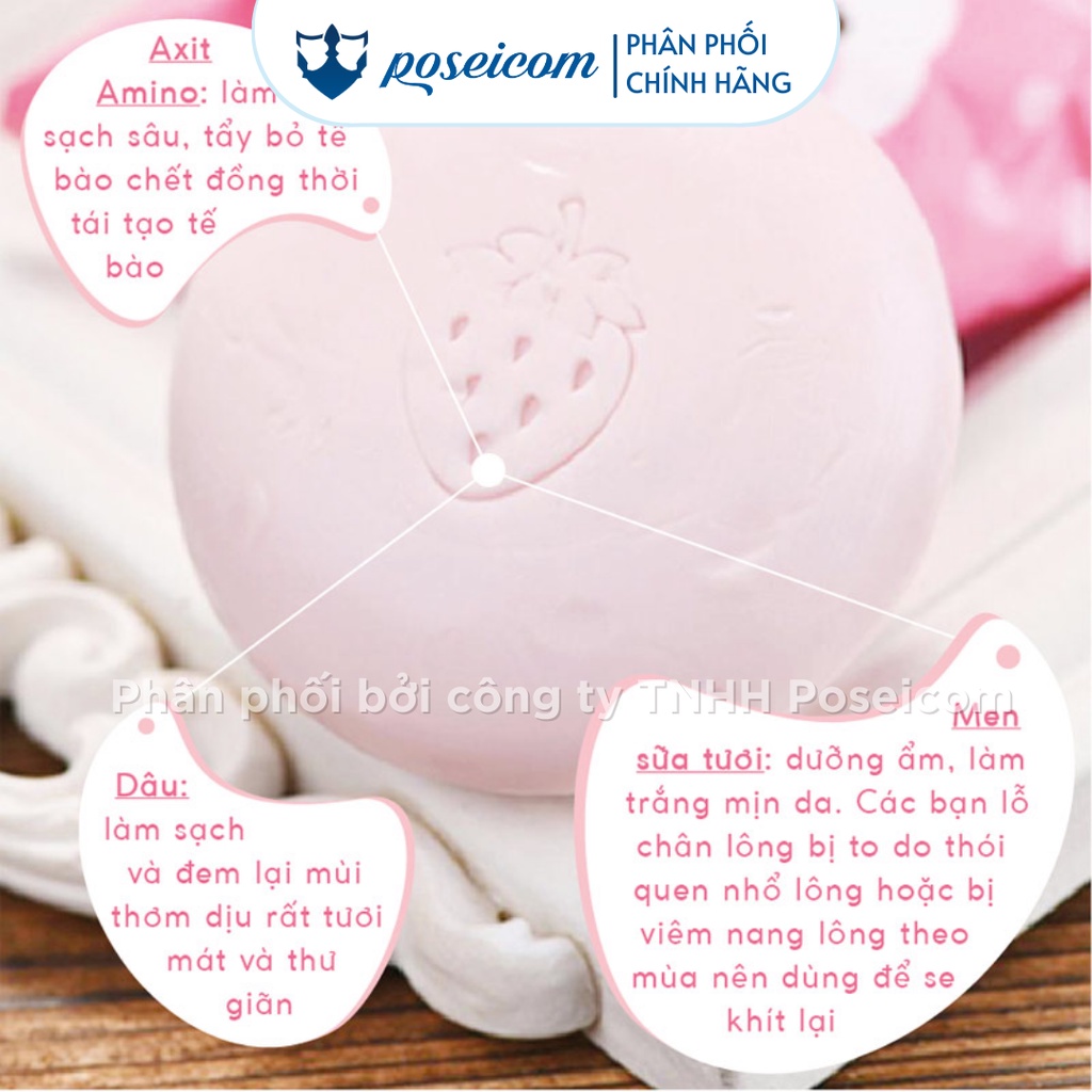 Xà phòng tắm dâu tây chiết xuất từ sữa và dâu tây Pelican Petit Berry Soap 80g