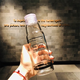 Chai nước trong suốt 500ML Cốc nhựa Trà Thời gian in bằng tiếng Anh Thủy tinh Carafe Không có BPA Sinh viên Tiện dụng Cốc trà Du lịch @RUNA