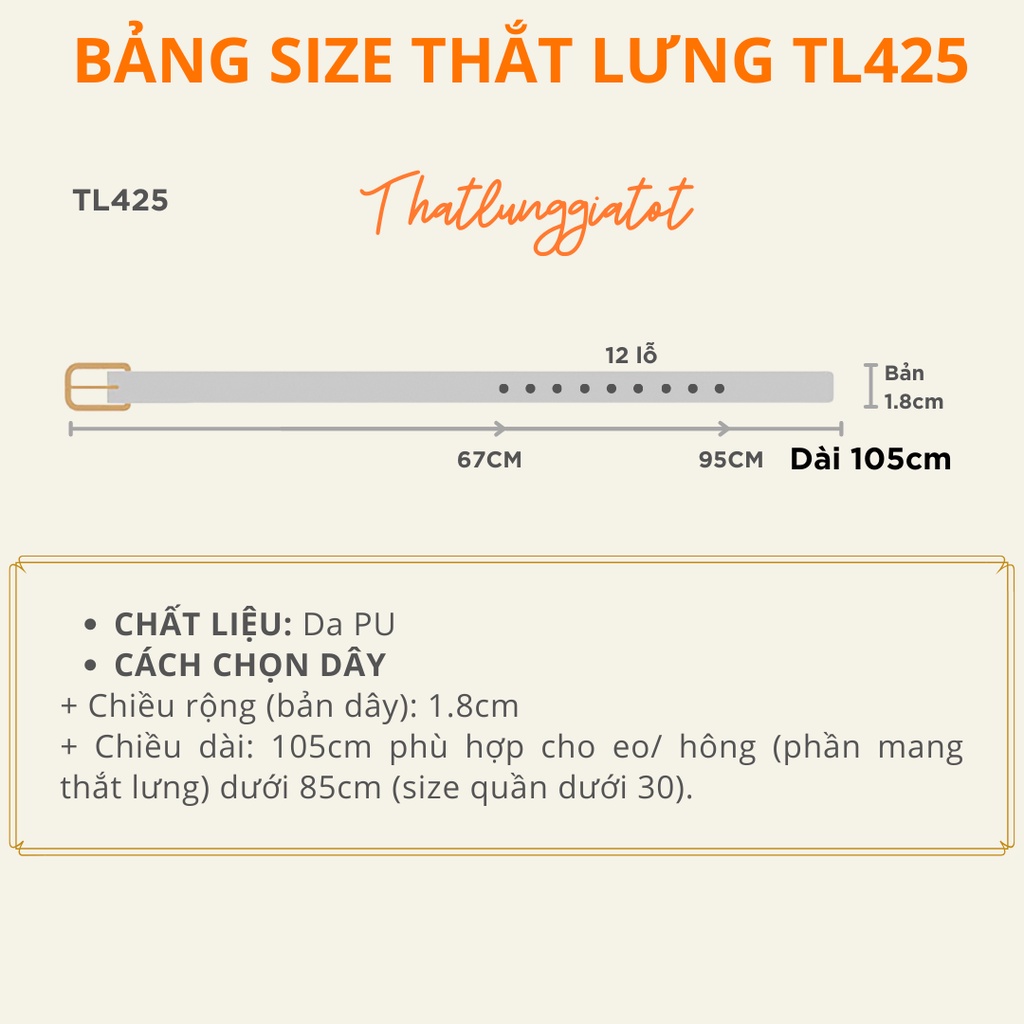 Thắt lưng váy mặt khoen cá tính,đai váy bản nhỏ 1.8cm (hỗ trợ bấm lỗ dây nịt) TL4x1- Thắt Lưng Giá Tốt