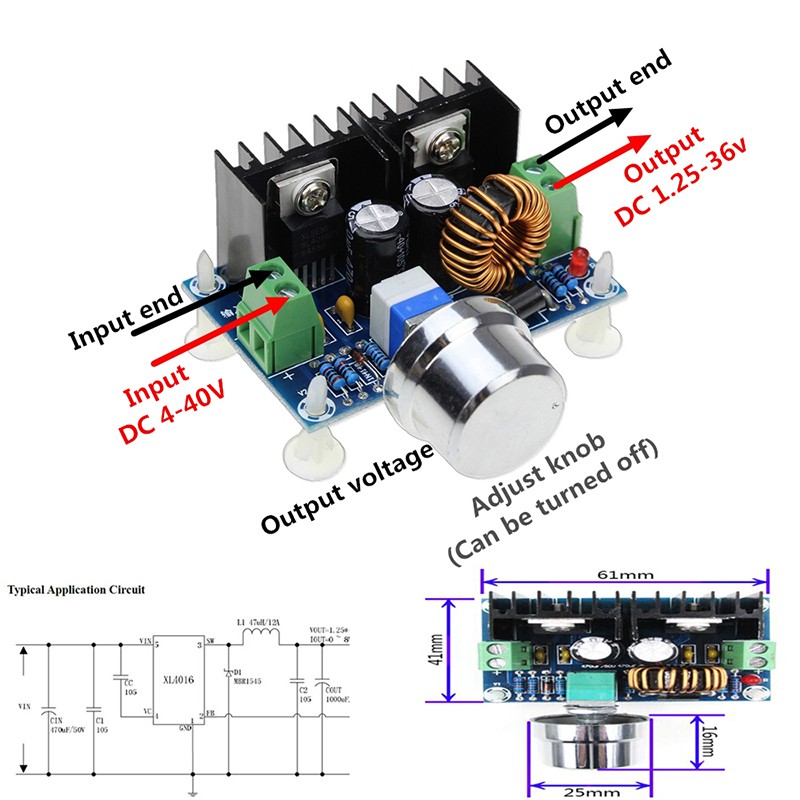 Mô đun điều chỉnh điện áp XL4016E1 PWM/XH-M401 DC-DC 4-40V đến 1.25-36V