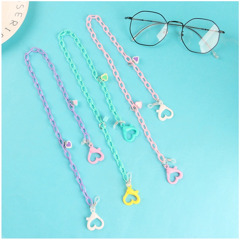 Dây đeo khẩu trang, mắt kính hình trái tim chống thất lạc nhiều màu sắc KT2