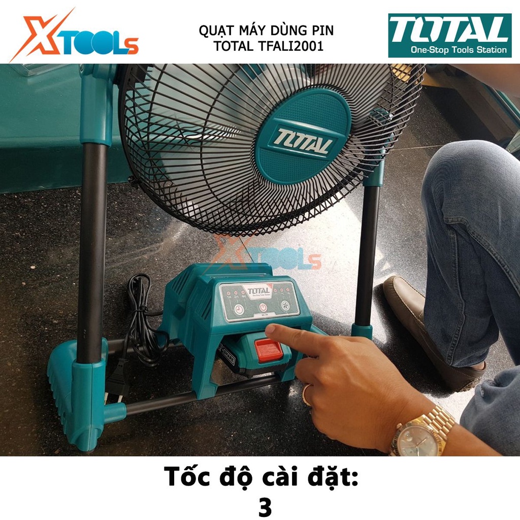 Quạt máy dùng pin Total TFALI2001 thân quạt mini pin: 20V. Kích thước: 12 inch gió thổi mạnh, tiết kiệm pin, sạc nhanh