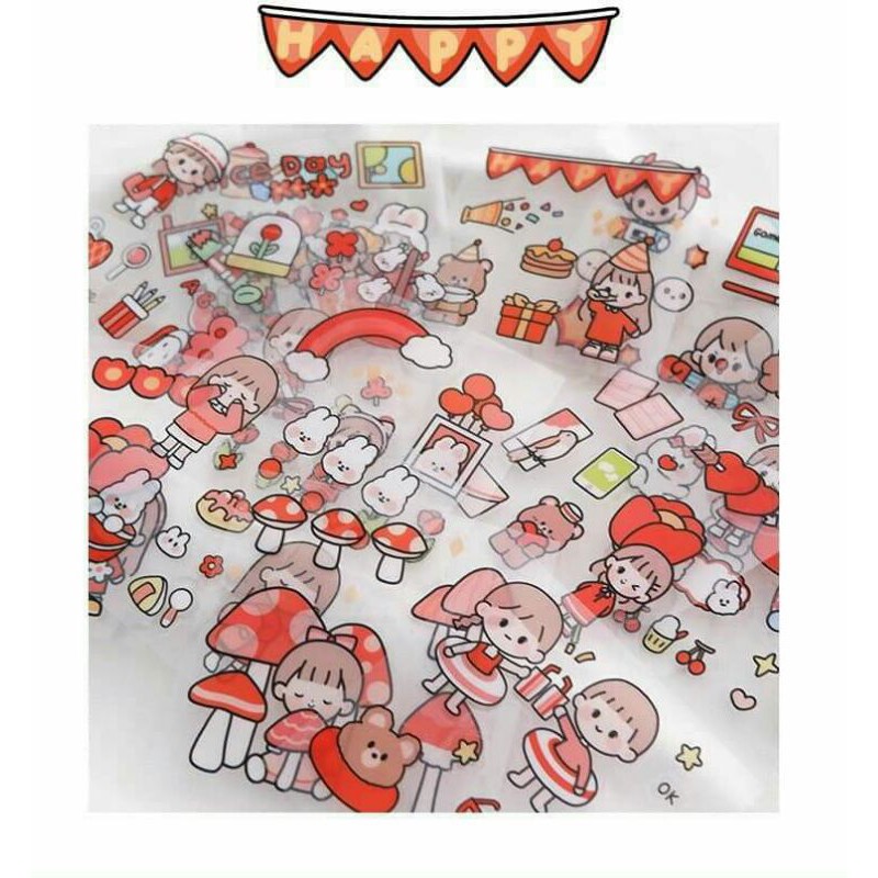 Bộ 1000 sticker Telado cô bé và chú thỏ