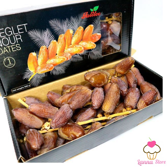 [HÀNG CHUẨN LOẠI 1] Chà Là Nguyên Cành Deglet Nour / Dates Sanwan / Galilee hộp 500 gram dẻo ngon chuẩn - Israel