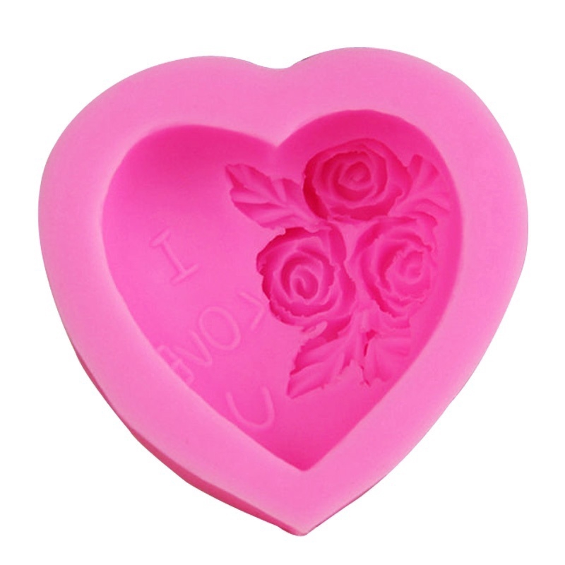 Khuôn silicon làm bánh sô cô la hình hoa trái tim 3d