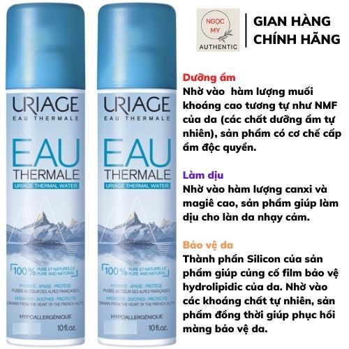 Xịt khoáng uriage eau thermale dưỡng ẩm, cân bằng, làm dịu và bảo vệ da 150ml