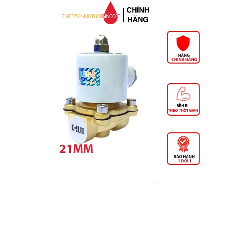 Van điện từ UNID phi 21 tự động khóa ngắt nước dùng trong hệ thống tưới hệ thống phun sương kèm đầu chuyển - MHL