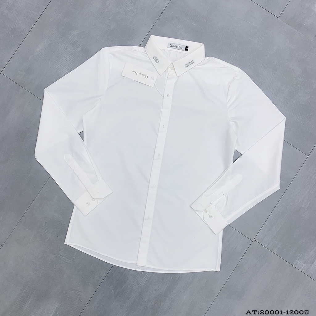Áo SoMi DIOR Trắng Nam ❌ 𝗦𝗔𝗟𝗘 𝗞𝗜̉ 𝗟𝗨̣𝗖 ❌ Áo nam dài tay cổ bẻ form dáng Slimfit vải lụa nến không nhăn không xù TELUXURY
