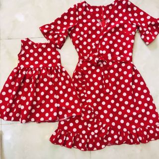 Set đầm chấm bi xinh hè Mẹ và bé