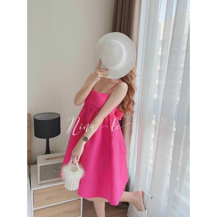 Váy 2 Dây Nơ Lưng Babydoll Sẵn 4 Màu( HỒNG, ĐEN, TRẮNG, XANH) Phù Hợp Đi Chơi, Đi Tiệc Thời Trang Nữ Xm Minh Phúc