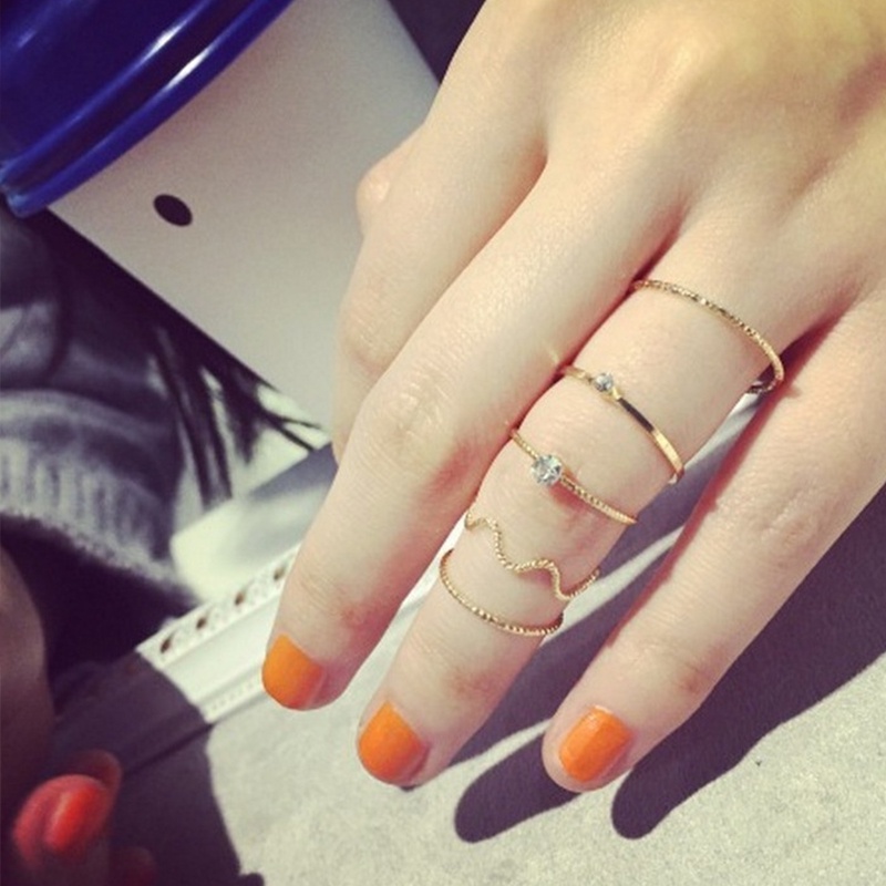 Set 5 Nhẫn Đeo Khớp Ngón Tay Thời Trang Hàn Quốc Cho Nữ
