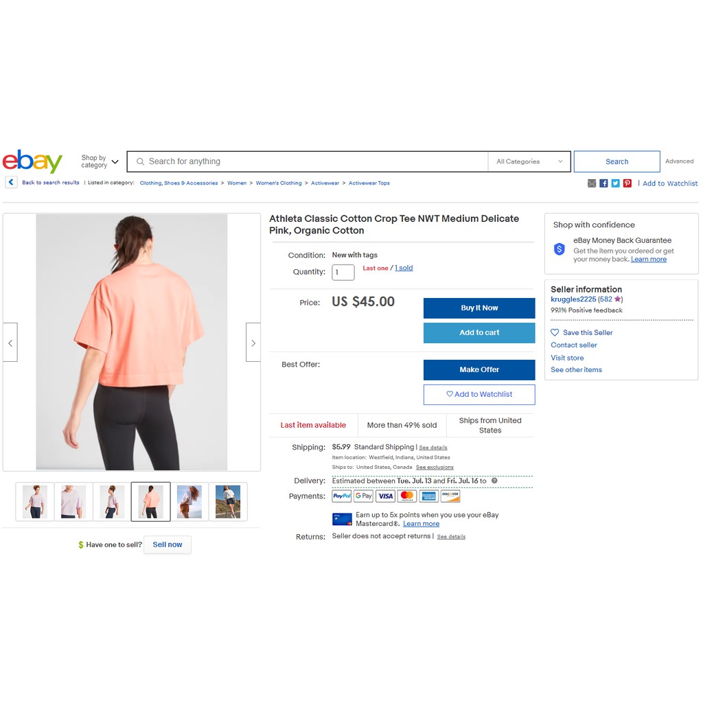 Áo thun dáng rộng oversize Athleta thun siêu dày Heavyweight Cotton Crop Tee 530149