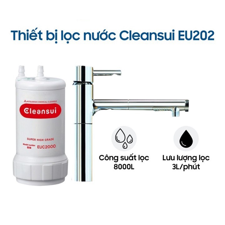 Thiết Bị Lọc Nước Tích Hợp Lắp Dưới Bồn Rửa Mitsubishi Cleansui EU202 - Công Suất Lọc 8000L