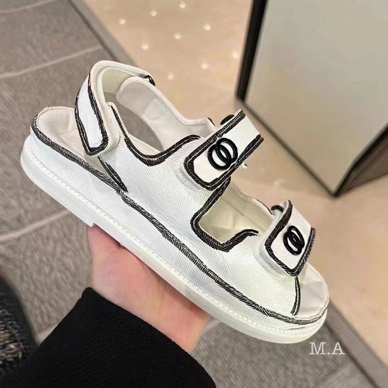 x Sandal Trắng 2p Quai Dán Đế Bằng Cn Dệt Mềm Êm Fullbox Bill Túi Cao Cấp