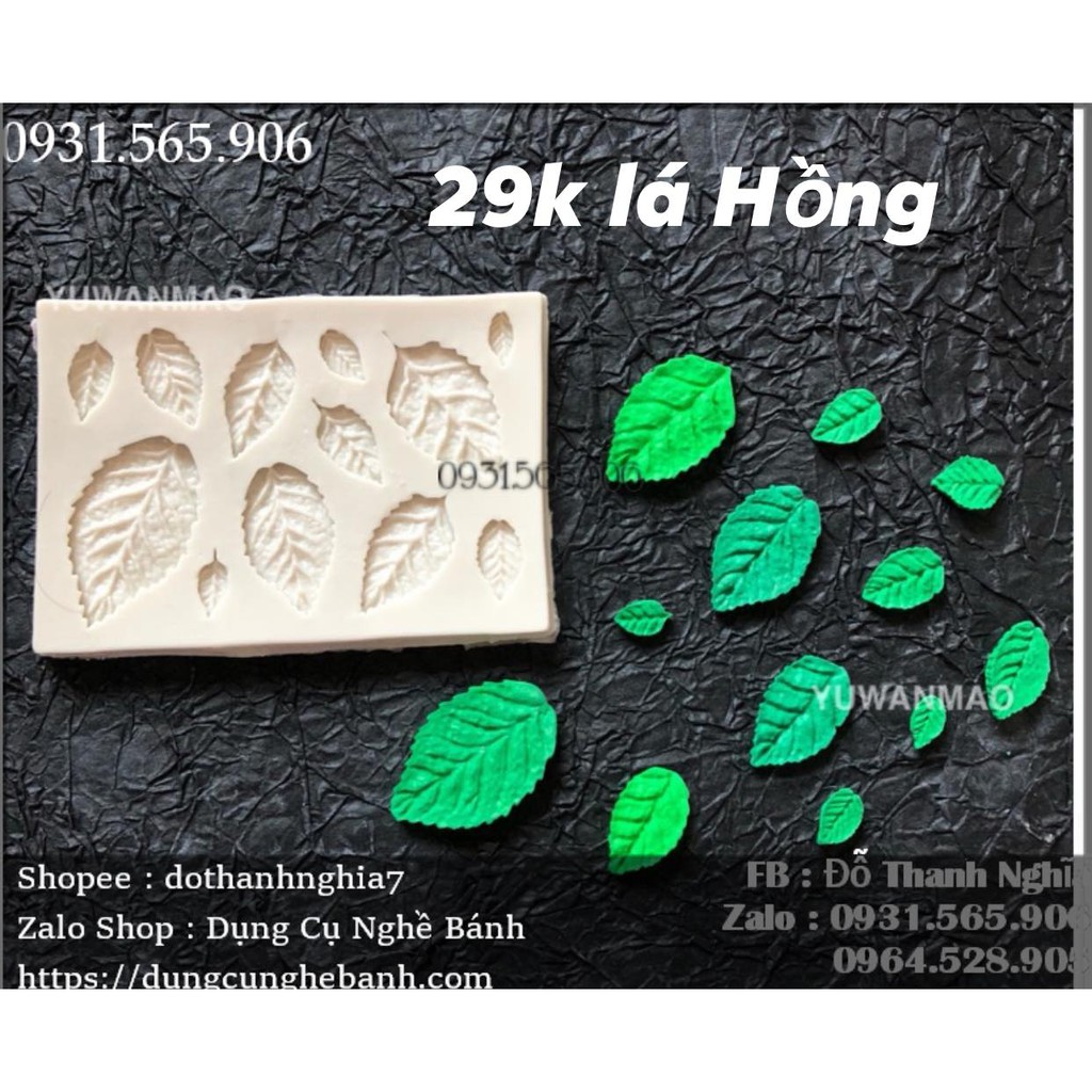 Khuôn Silicone Lá Hồng 12 Lá Sắc Net