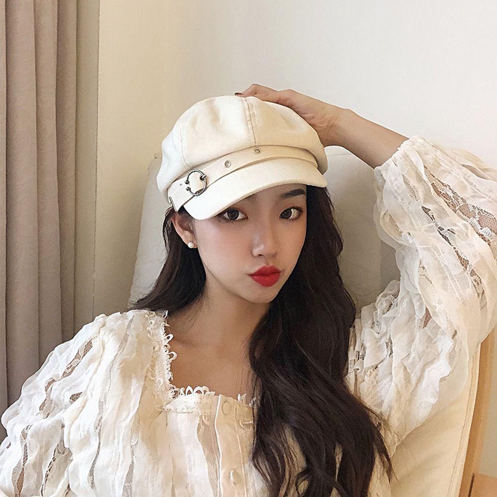 Mũ Beret 2life Vải Cotton Màu Trơn Phong Cách Retro Hàn Quốc Thanh Lịch