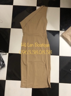 ĐẦM NUDE LỆCH VAI XẺ TÀ (KÈM HÌNH THẬT)
