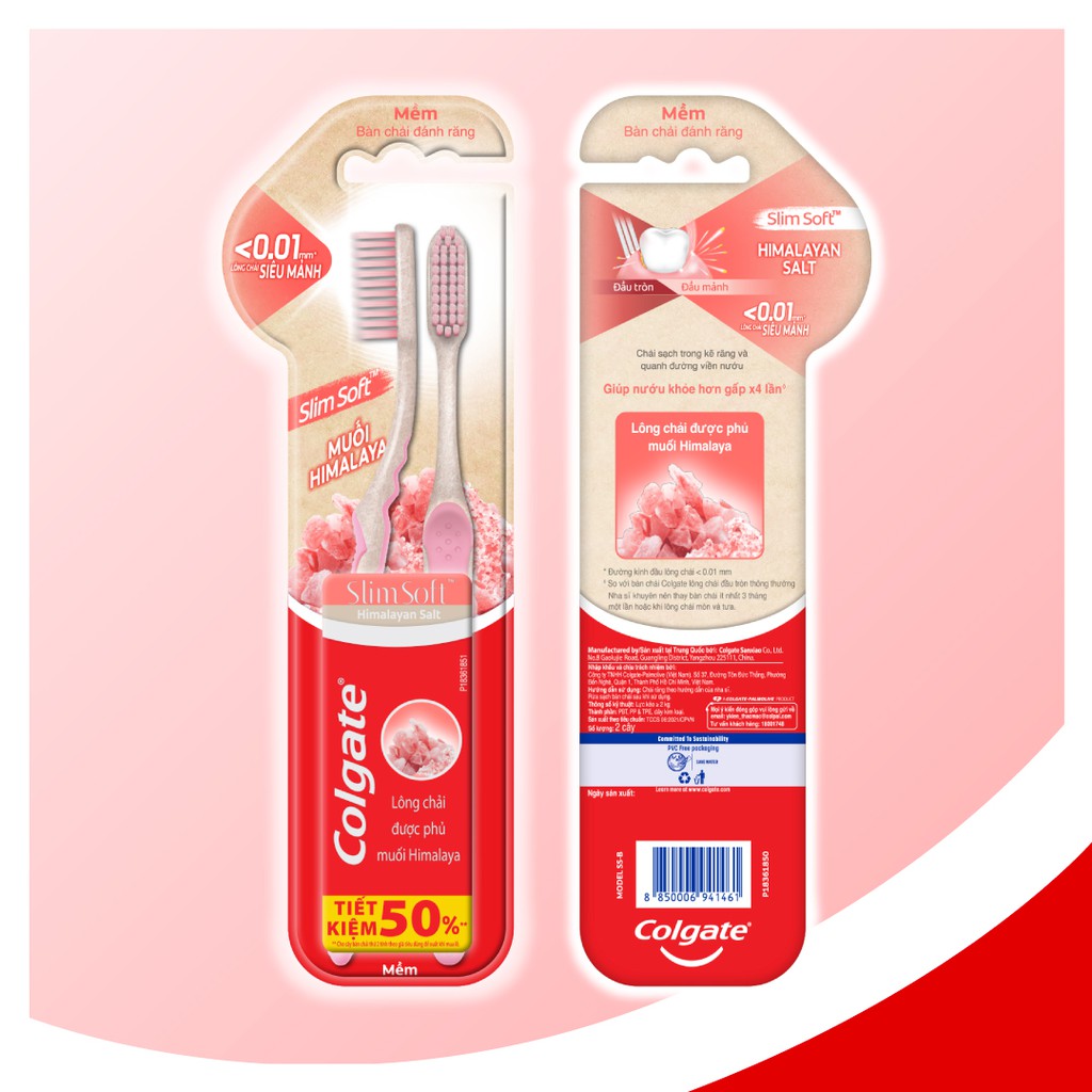 Bộ 2 Bàn chải đánh răng Colgate chứa tinh chất muối hồng Himalaya