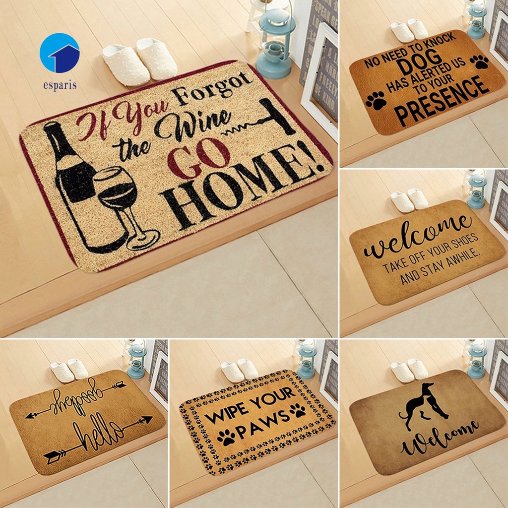 Thảm lót cửa chùi chân thấm hút nước chống trượt in chữ Welcome Sweet Home