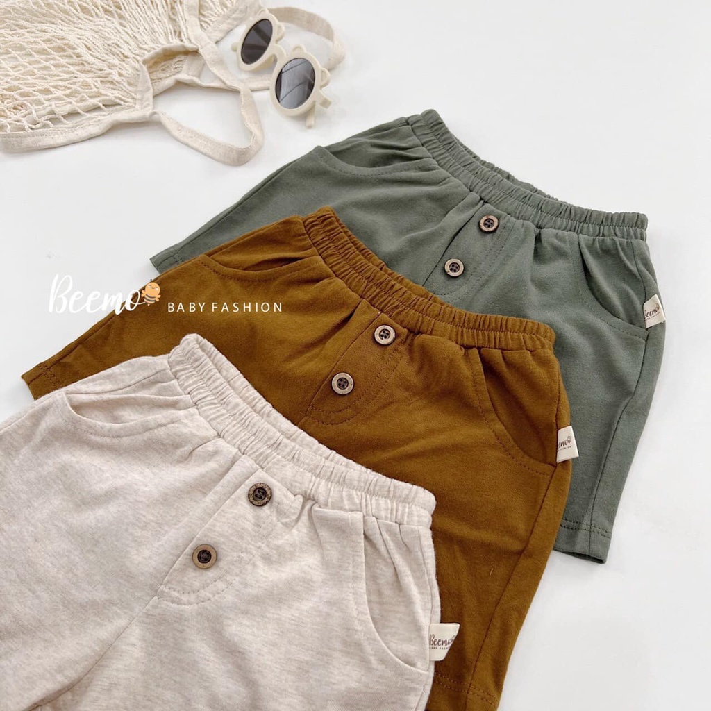 Bộ cotton đính cúc cộc tay Beemo cho bé