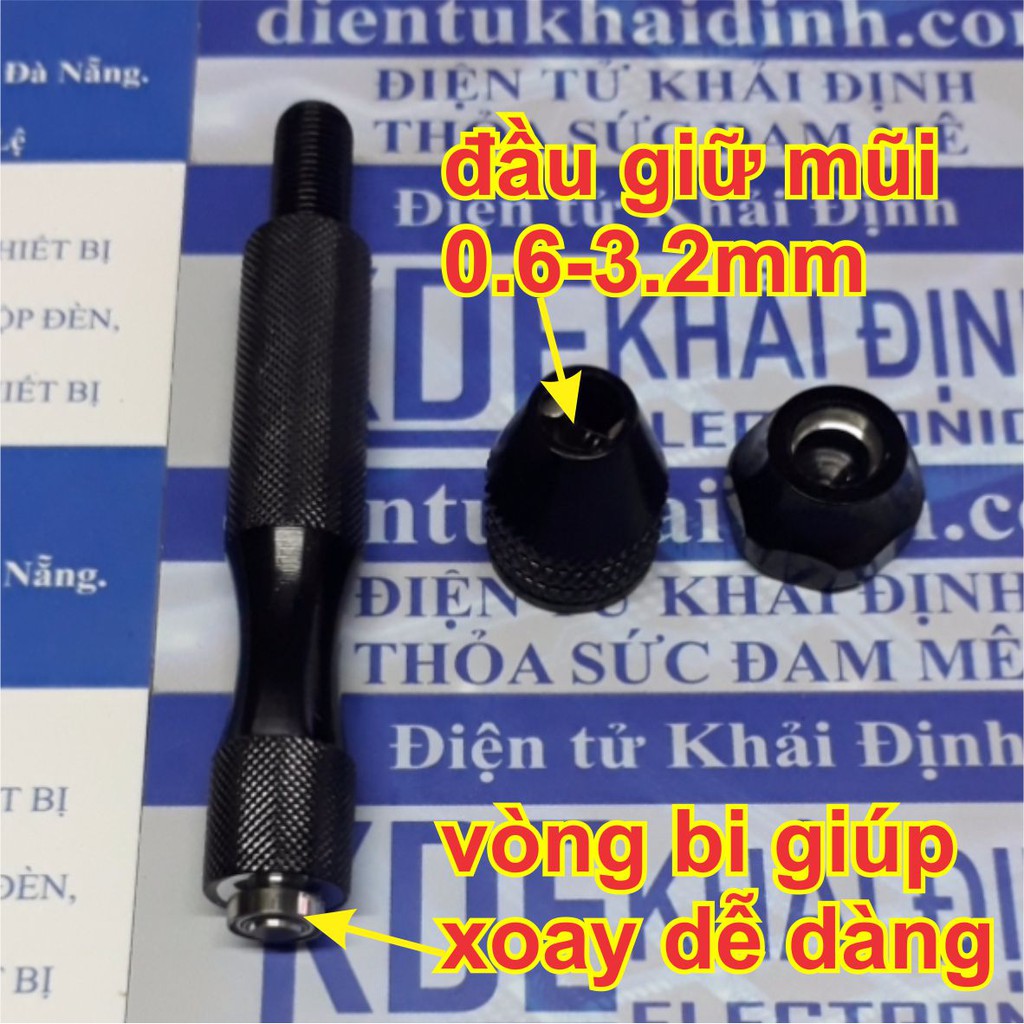 TAY VẶN, TAY GIỮ MŨI KHOAN + HỘP 10 MŨI KHOAN 0.8-3.0MM kde4634