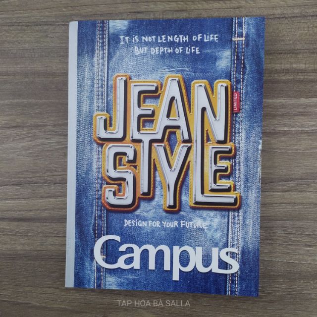 Lốc 5 quyển tập sinh viên - vở  kẻ 4 ly ngang Campus Blue Jeans 200 trang B5 (NB-BBLJ200)