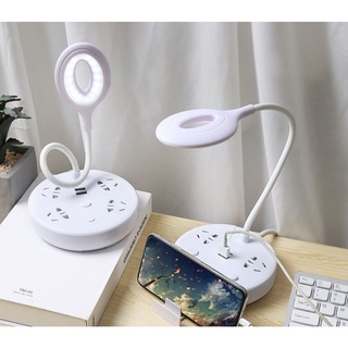 ĐÈN ĐỂ BÀN TÍCH HỢP Ổ CẮM VÀ SẠC NHANH ĐIỆN THOẠI. sáng tự nhiên chuẩn 4k. vật liệu: đồng và ABS
